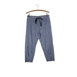 Prairie Underground Tabby Cropped Jogger Pants Blue Chambray Cotton Size XS